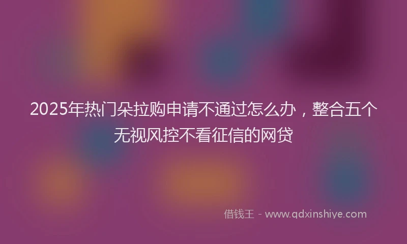 2025年热门朵拉购申请不通过怎么办，整合五个无视风控不看征信的网贷
