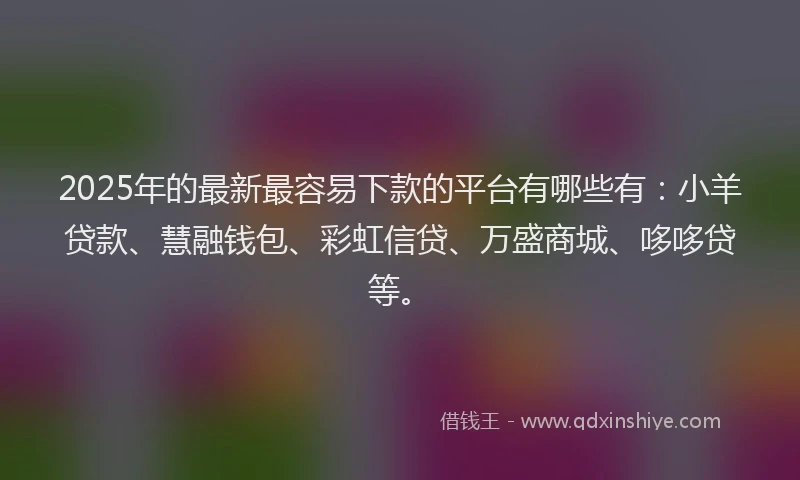 2025年的最新最容易下款的平台有哪些有：小羊贷款、慧融钱包、彩虹信贷、万盛商城、哆哆贷等。