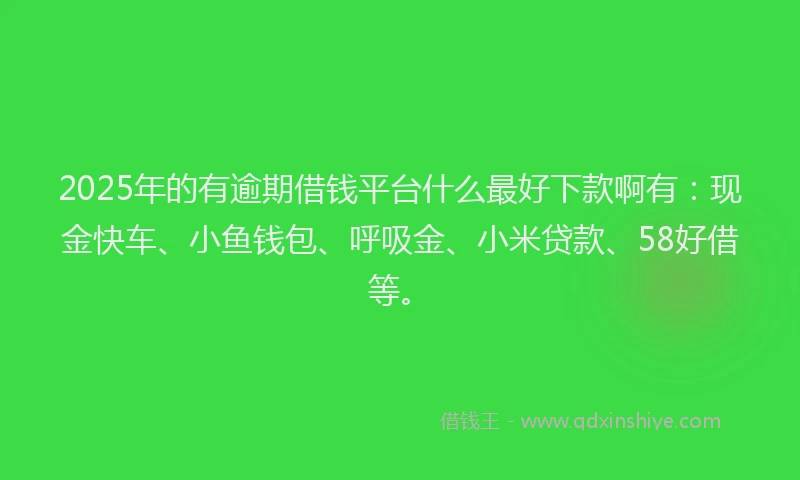 2025年的有逾期借钱平台什么最好下款啊有:现金快车、小鱼钱包、呼吸金、小米贷款、58好借等。