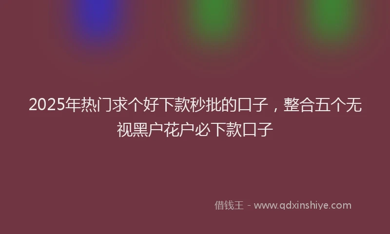 2025年热门求个好下款秒批的口子，整合五个无视黑户花户必下款口子