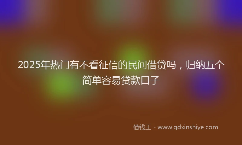 2025年热门有不看征信的民间借贷吗，归纳五个简单容易贷款口子