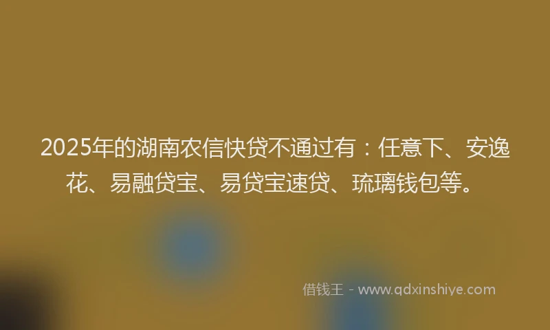 2025年的湖南农信快贷不通过有：任意下、安逸花、易融贷宝、易贷宝速贷、琉璃钱包等。