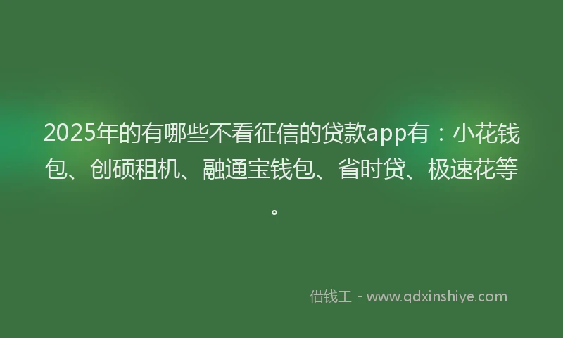 2025年的有哪些不看征信的贷款app有：小花钱包、创硕租机、融通宝钱包、省时贷、极速花等。