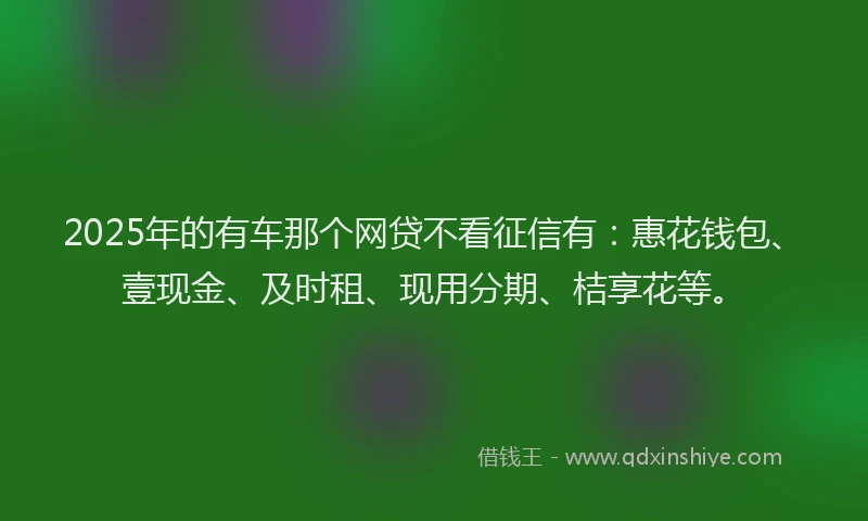 2025年的有车那个网贷不看征信有:惠花钱包、壹现金、及时租、现用分期、桔享花等。