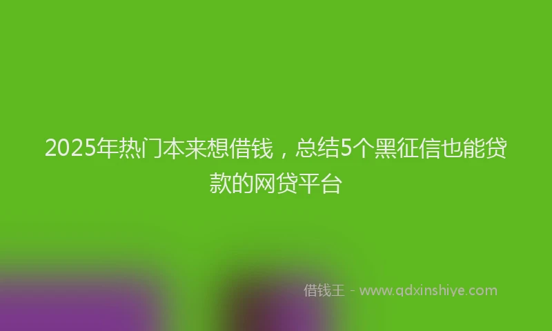 2025年热门本来想借钱，总结5个黑征信也能贷款的网贷平台