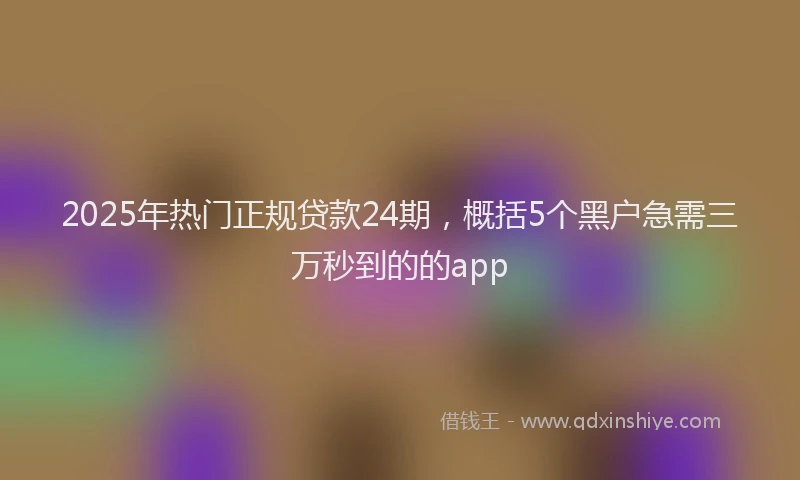 2025年热门正规贷款24期，概括5个黑户急需三万秒到的的app