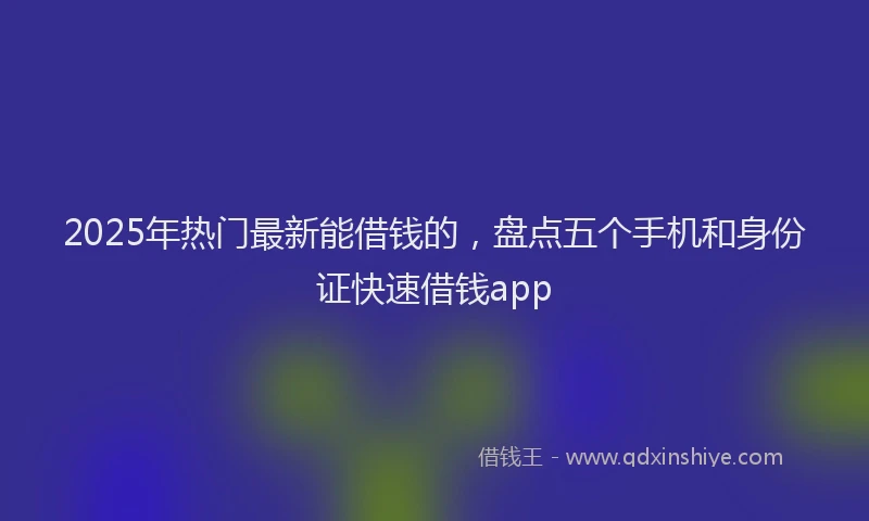 2025年热门最新能借钱的，盘点五个手机和身份证快速借钱app