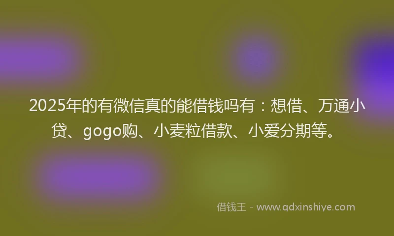 2025年的有微信真的能借钱吗有：想借、万通小贷、gogo购、小麦粒借款、小爱分期等。
