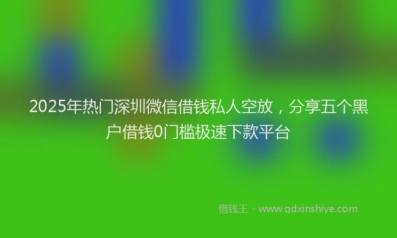 2025年热门深圳微信借钱私人空放，分享五个黑户借钱0门槛极速下款平台
