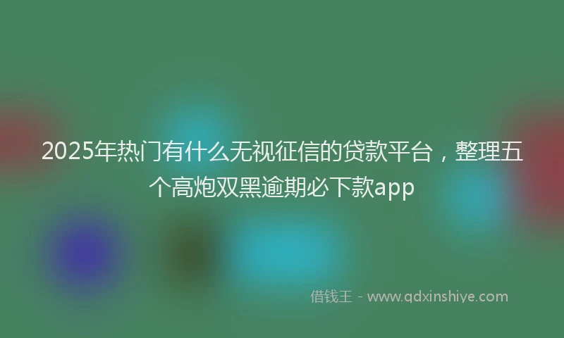 2025年热门有什么无视征信的贷款平台，整理五个高炮双黑逾期必下款app