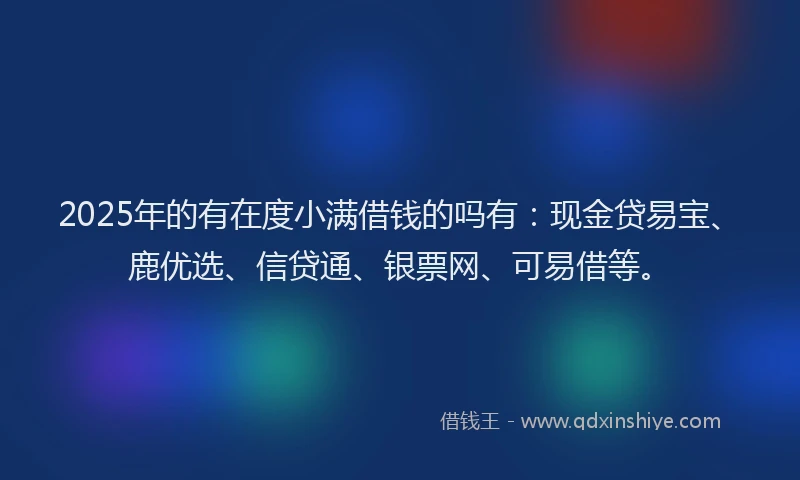 2025年的有在度小满借钱的吗有：现金贷易宝、鹿优选、信贷通、银票网、可易借等。