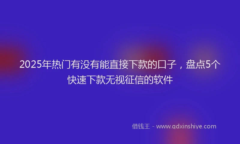 2025年热门有没有能直接下款的口子，盘点5个快速下款无视征信的软件
