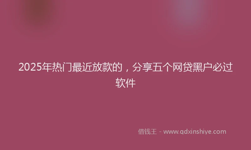2025年热门最近放款的，分享五个网贷黑户必过软件