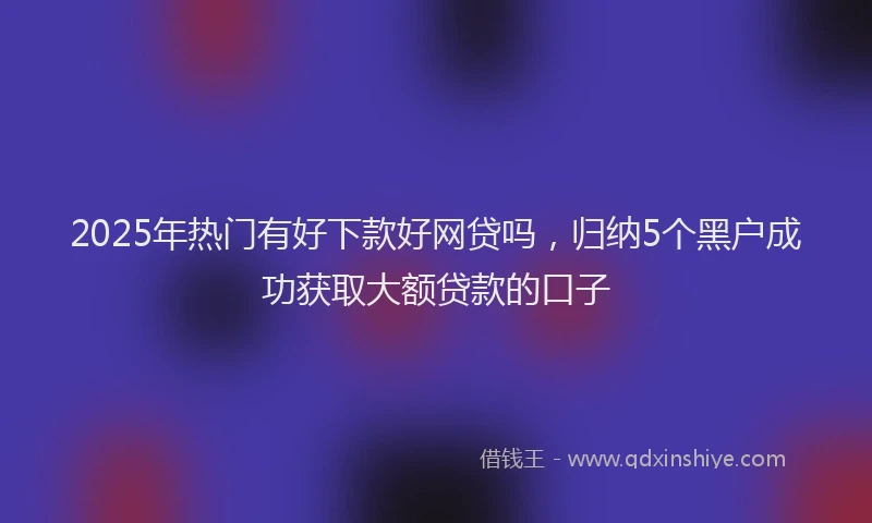 2025年热门有好下款好网贷吗，归纳5个黑户成功获取大额贷款的口子