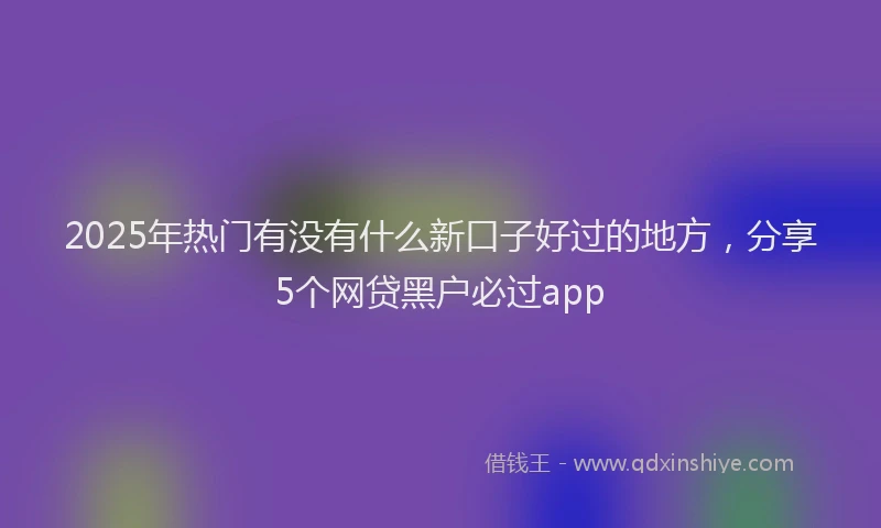 2025年热门有没有什么新口子好过的地方，分享5个网贷黑户必过app