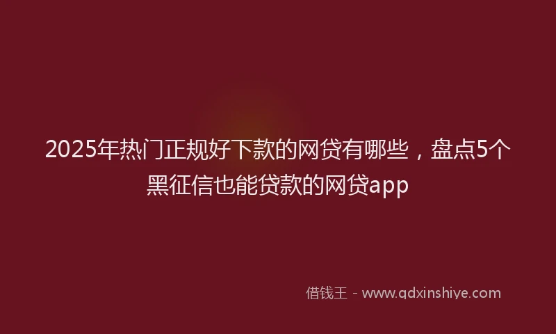 2025年热门正规好下款的网贷有哪些，盘点5个黑征信也能贷款的网贷app