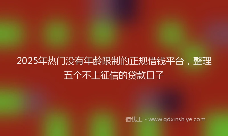 2025年热门没有年龄限制的正规借钱平台，整理五个不上征信的贷款口子