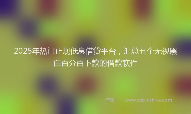 2025年热门正规低息借贷平台，汇总五个无视黑白百分百下款的借款软件
