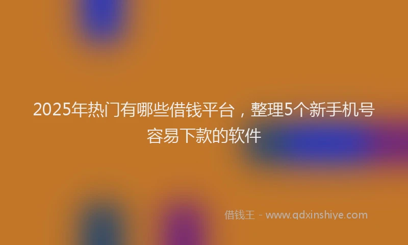 2025年热门有哪些借钱平台，整理5个新手机号容易下款的软件