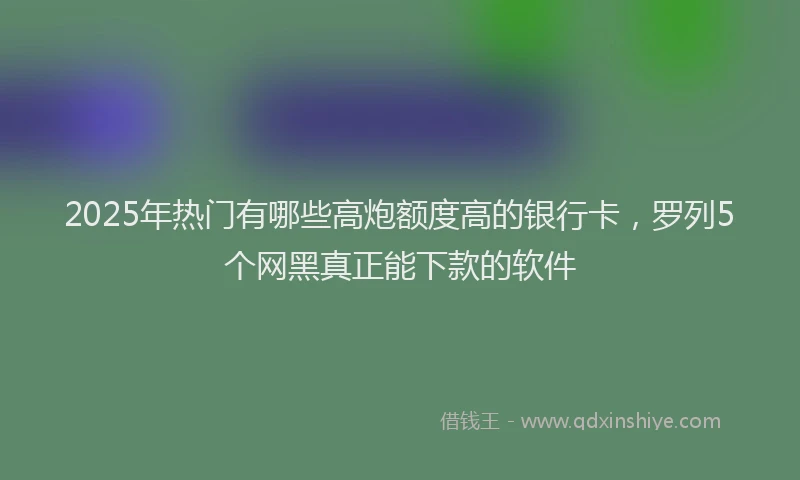 2025年热门有哪些高炮额度高的银行卡，罗列5个网黑真正能下款的软件