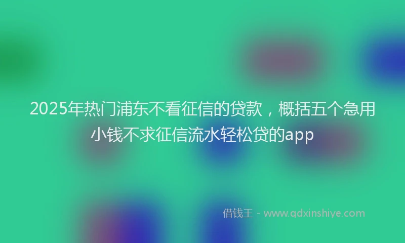 2025年热门浦东不看征信的贷款，概括五个急用小钱不求征信流水轻松贷的app