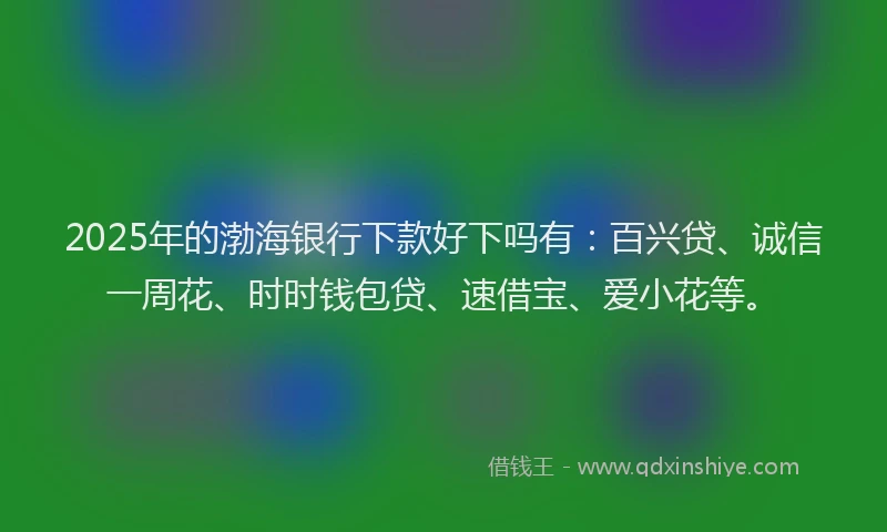 2025年的渤海银行下款好下吗有：百兴贷、诚信一周花、时时钱包贷、速借宝、爱小花等。