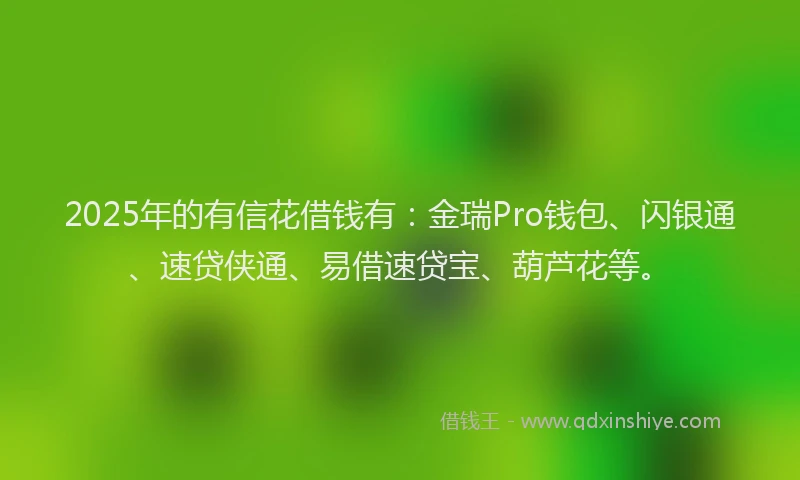 2025年的有信花借钱有：金瑞Pro钱包、闪银通、速贷侠通、易借速贷宝、葫芦花等。