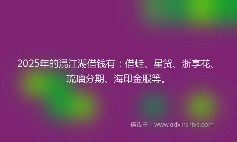 2025年的混江湖借钱有：借蛙、星贷、浙享花、琉璃分期、海印金服等。