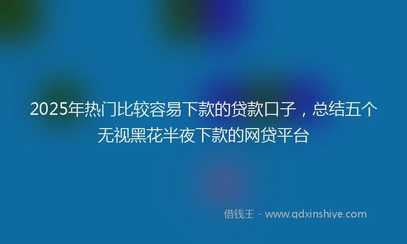 2025年热门比较容易下款的贷款口子,总结五个无视黑花半夜下款的网贷平台