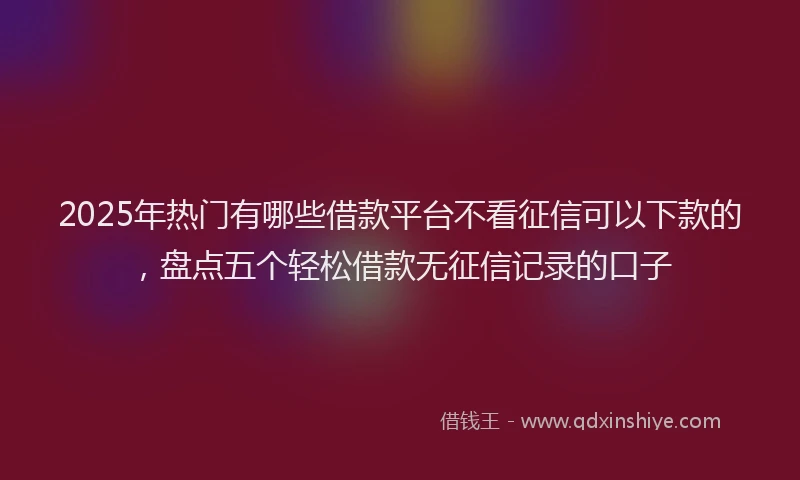 2025年热门有哪些借款平台不看征信可以下款的，盘点五个轻松借款无征信记录的口子
