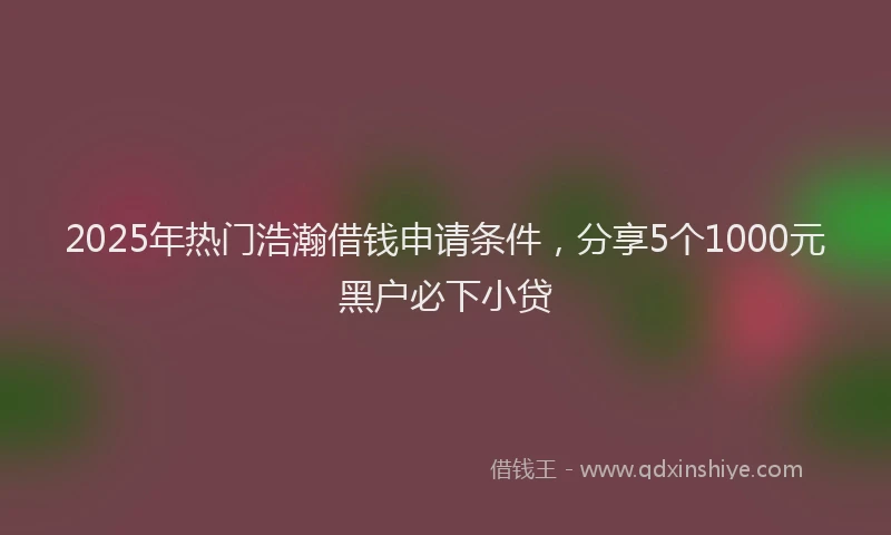 2025年热门浩瀚借钱申请条件,分享5个1000元黑户必下小贷