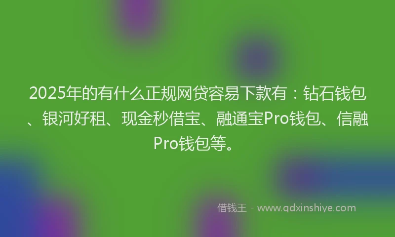 2025年的有什么正规网贷容易下款有：钻石钱包、银河好租、现金秒借宝、融通宝Pro钱包、信融Pro钱包等。