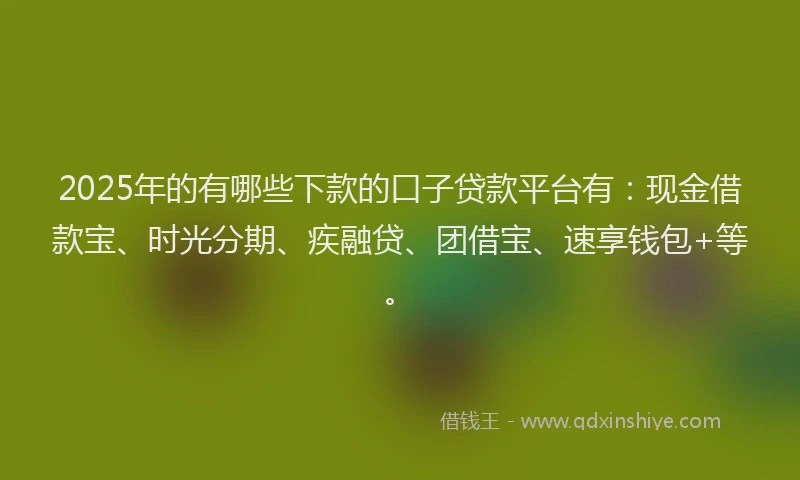 2025年的有哪些下款的口子贷款平台有：现金借款宝、时光分期、疾融贷、团借宝、速享钱包+等。