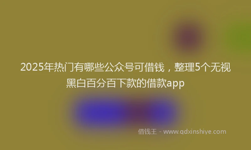 2025年热门有哪些公众号可借钱,整理5个无视黑白百分百下款的借款app