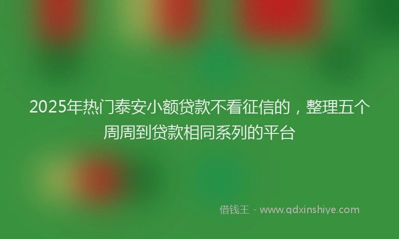 2025年热门泰安小额贷款不看征信的，整理五个周周到贷款相同系列的平台