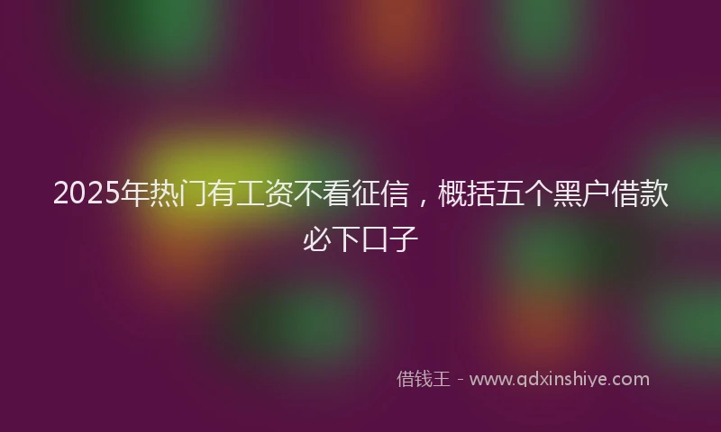 2025年热门有工资不看征信，概括五个黑户借款必下口子