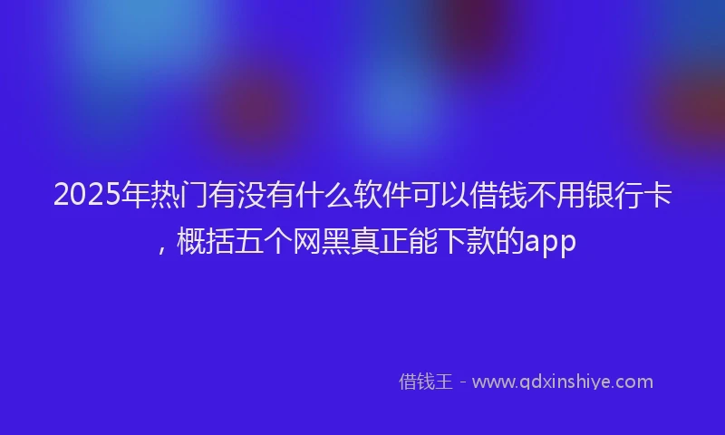 2025年热门有没有什么软件可以借钱不用银行卡，概括五个网黑真正能下款的app
