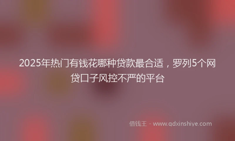 2025年热门有钱花哪种贷款最合适,罗列5个网贷口子风控不严的平台