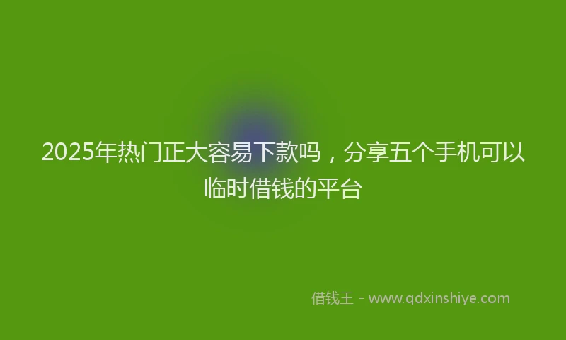 2025年热门正大容易下款吗，分享五个手机可以临时借钱的平台