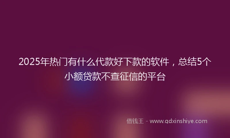 2025年热门有什么代款好下款的软件，总结5个小额贷款不查征信的平台
