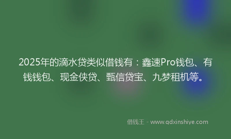 2025年的滴水贷类似借钱有：鑫速Pro钱包、有钱钱包、现金侠贷、甄信贷宝、九梦租机等。