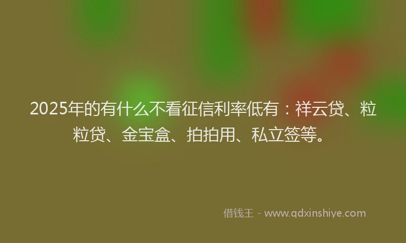2025年的有什么不看征信利率低有:祥云贷、粒粒贷、金宝盒、拍拍用、私立签等。