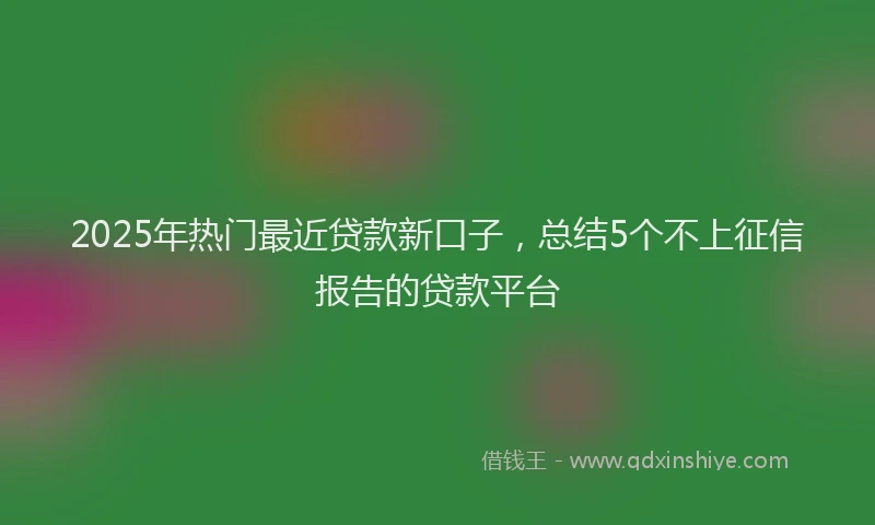2025年热门最近贷款新口子，总结5个不上征信报告的贷款平台