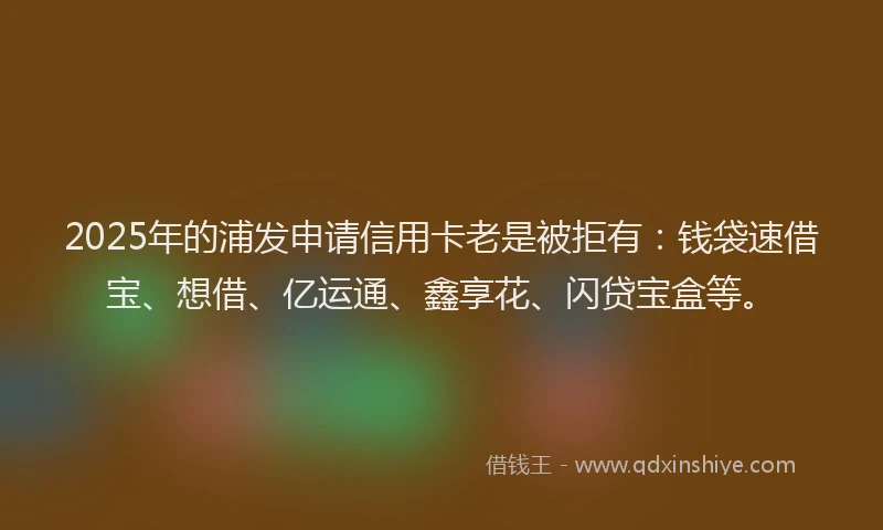 2025年的浦发申请信用卡老是被拒有：钱袋速借宝、想借、亿运通、鑫享花、闪贷宝盒等。