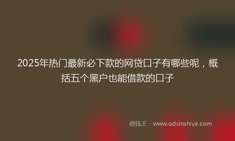 2025年热门最新必下款的网贷口子有哪些呢，概括五个黑户也能借款的口子