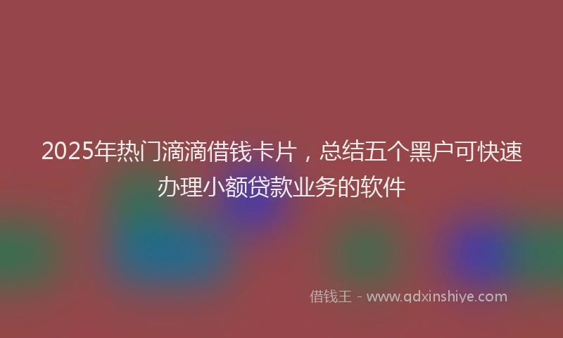 2025年热门滴滴借钱卡片,总结五个黑户可快速办理小额贷款业务的软件