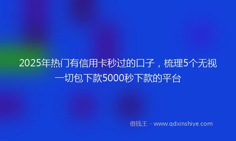 2025年热门有信用卡秒过的口子，梳理5个无视一切包下款5000秒下款的平台