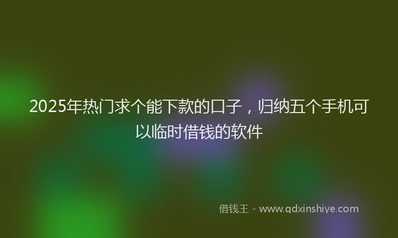 2025年热门求个能下款的口子，归纳五个手机可以临时借钱的软件