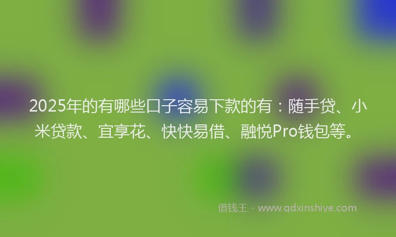 2025年的有哪些口子容易下款的有：随手贷、小米贷款、宜享花、快快易借、融悦Pro钱包等。