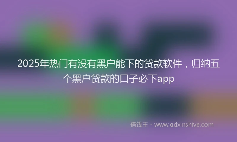 2025年热门有没有黑户能下的贷款软件，归纳五个黑户贷款的口子必下app